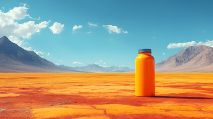 Isolated canteen on a flat desert-themed background