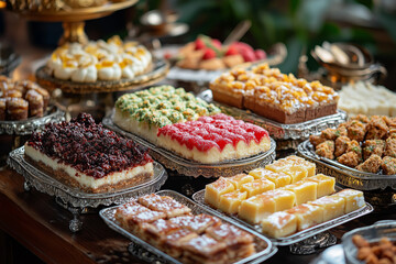 Fototapeta premium Ornate Turkish sweets at a festive gathering