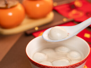 sweet dumping or tangyuan traditional Chinese new year food .
