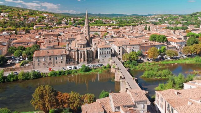 Aerial view of the Limoux town, France