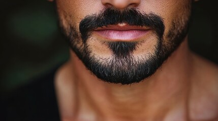 A man with a beard and mustache is smiling. Concept of confidence and self-assurance