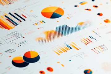 Obraz premium Data analysis charts on desk, graphs, office background, business report