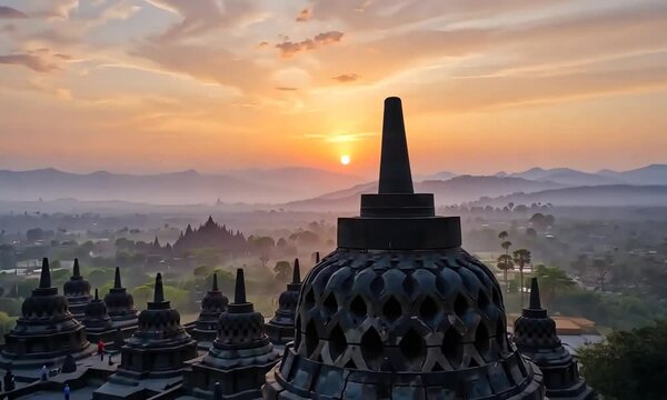 tourists are visiting the temple, one of the wonders of the world