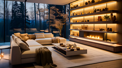 Modern Living Room with  Warm and Cozy Ambiance