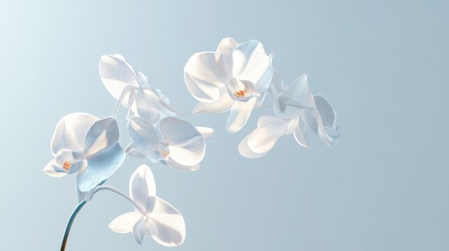 White orchids bloom studio pastel background serenity spa