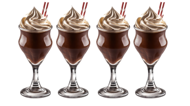 Yummy Coffee Frappés With Cream and Straws! Generative AI