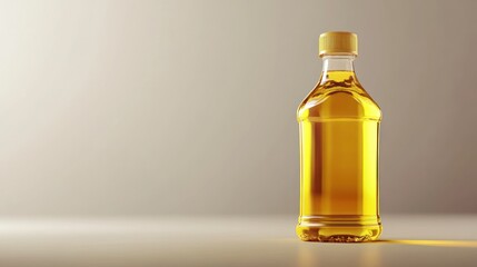 Fototapeta premium Transparent bottle, cooking oil, studio shot, beige background, product display