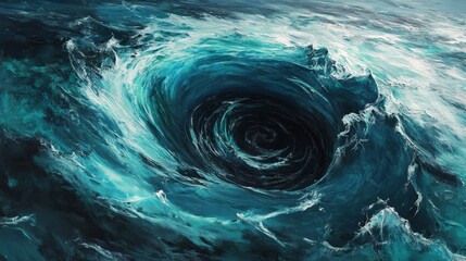 Ocean whirlpool vortex, swirling water, deep abyss, background waves, use nature, fantasy art