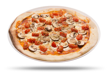 Pizza recortada no fundo transparente com sombra descolda fácil de ser retirada para aplicação de outros fundos