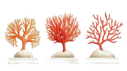 Colorful Corals Collection Displayed on White Base Generative AI