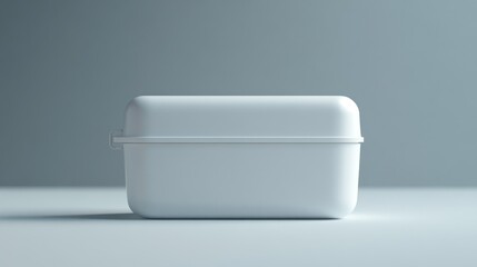 White plastic container studio shot, packaging mockup, blank background
