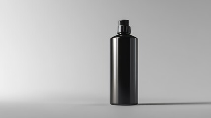 Black spray bottle studio shot; minimalist background, product packaging design