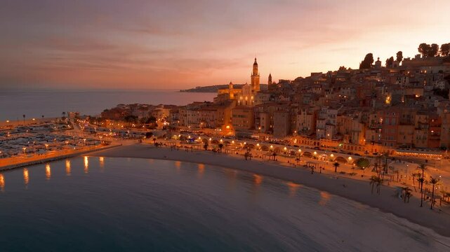 Aerial view of Menton on the French Riviera, France