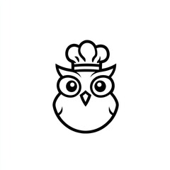 Naklejka premium Owl chef cooking, white background, kitchen, culinary illustration, recipe website