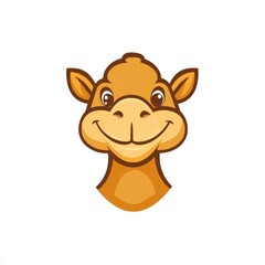 Happy camel cartoon head, children's book illustration