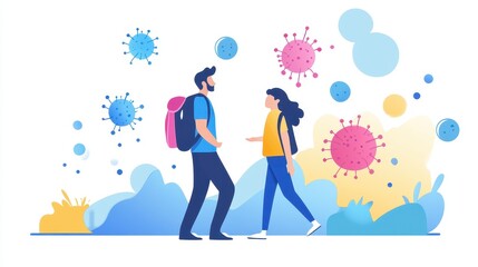 pathogen flat design side view infection prevention theme water color Complementary Color Scheme