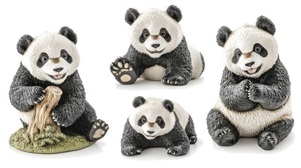 Cute Pandas Collection of Adorable Figurines Generative AI