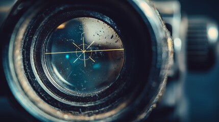 Close-up of a Vintage Rifle Scope Lens