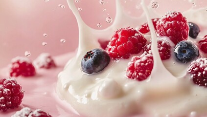 cream with raspberries