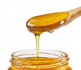 honey dripping from a wooden spoon