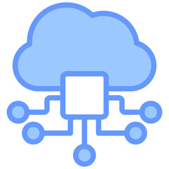 Cloud Computing Blue Icon
