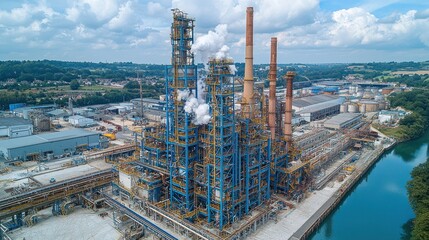 Obraz premium Aerial View of Industrial Refinery Complex