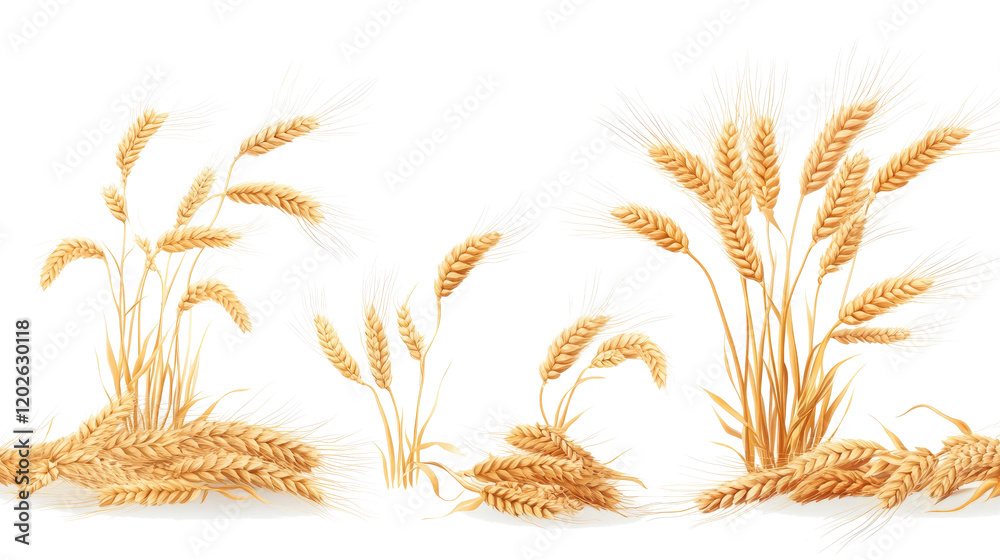 Poster isolated wheat ears on transparent background generative ai