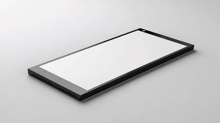 Modern Minimalist Black Smartphone with Blank Screen on Neutral Background