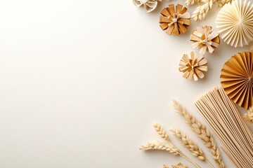 Elegant Beige and Brown Natural Decor Elements Flatlay