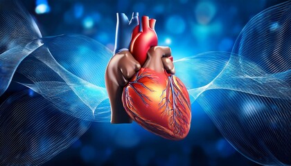 Detailed Illustration of Heart and Lungs on a Bright Scientific Background for Medical and Educational Use