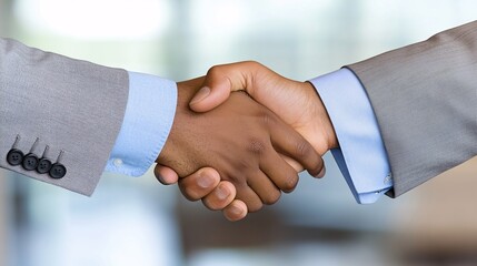 Obraz premium Professional Businessmen Handshaking in Modern Office Environment