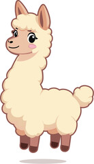 Alpaca cute Illustration – Kawaii, Funny, Jumping, Smiling, Adorable Alpaca