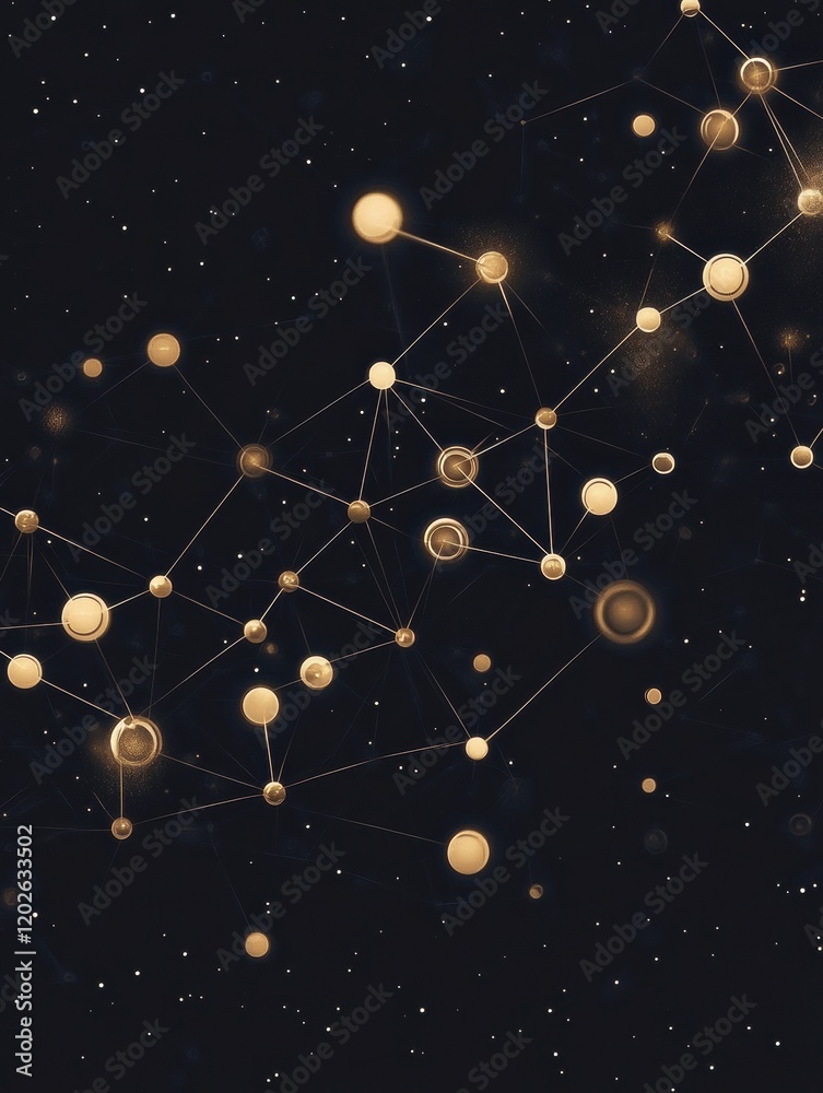 Leinwandbilder stunning abstract representation of interconnected nodes and stars in a cosmic black background duri