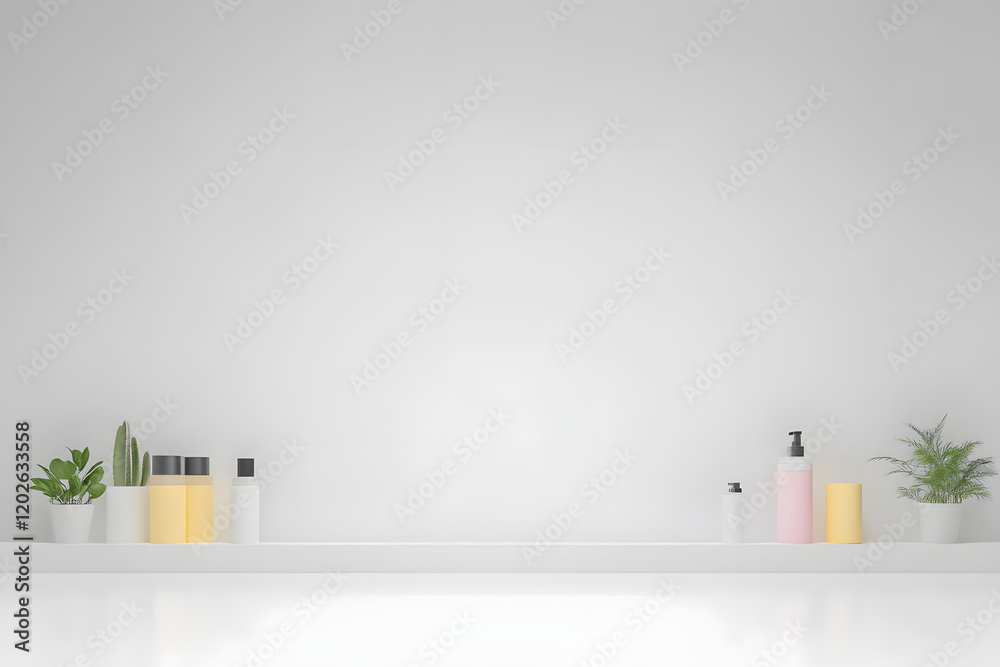 Wall mural blank white gradient background with product display. white backdrop or empty studio with room floor