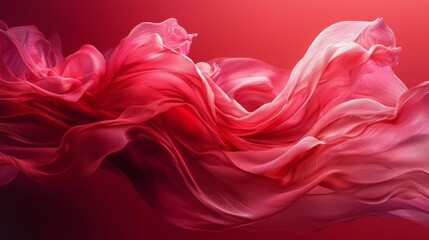 Naklejka premium Dynamic red fabric flowing against a dark backdrop