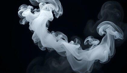 Fototapeta premium Abstract White Smoke Swirls Dark Background fog art haze grey vapor 