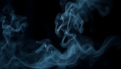 Obraz premium Abstract Blue Smoke Swirls Dark Background Design Fog Air Art Haze 