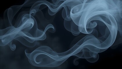 Fototapeta premium Abstract Blue Smoke Swirls Dark Background Design Art Wave Grey Fluid 