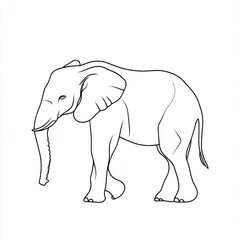 Fototapeta premium African elephant walking, wildlife illustration, safari background, coloring book