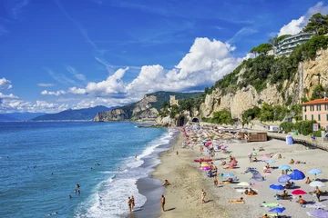 Fototapeten Ligurien Beach near Finale Ligure, Liguria, Italy, Europe  © Lothar Steiner/imageBROKER