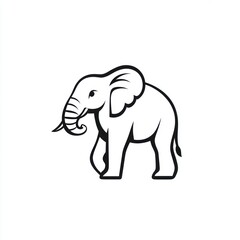 Fototapeta premium Walking elephant outline drawing, use for education, simple illustration with solid colors
