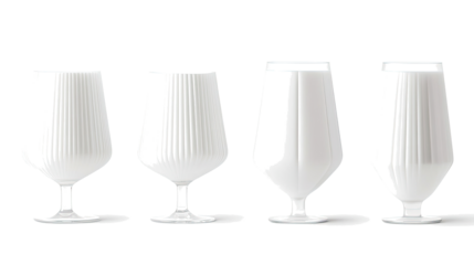 Glasses of Fresh Milk on Clear Background Generative AI