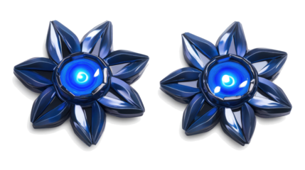 Glowing Electric Blue Holograms in Unique Flower Shapes Generative AI