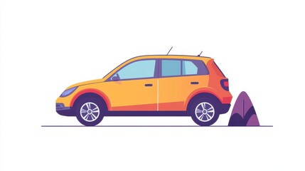 Fototapeta premium Ride-sharing services flat design side view modern urban commuting animation triadic color scheme