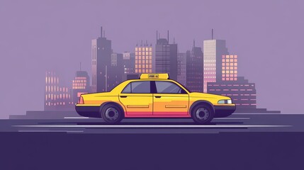 Ride-sharing services flat design side view modern urban commuting animation triadic color scheme