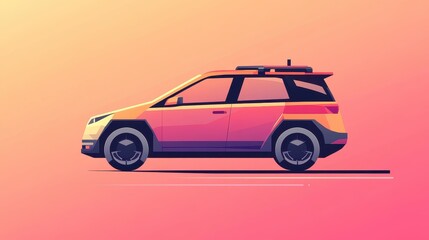 Obraz premium Ride-sharing services flat design side view modern urban commuting animation triadic color scheme