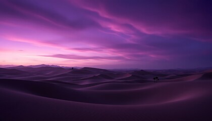 Purple Desert Sunset: Serene Dunescape at Dusk