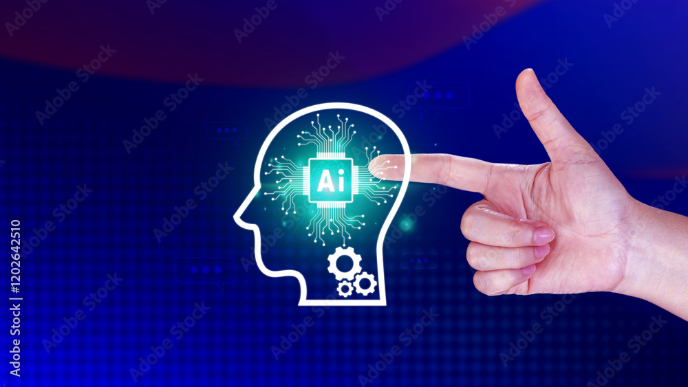 Aufkleber ai tech, virtual graphic global internet connect with ai, artificial intelligence, using command pro