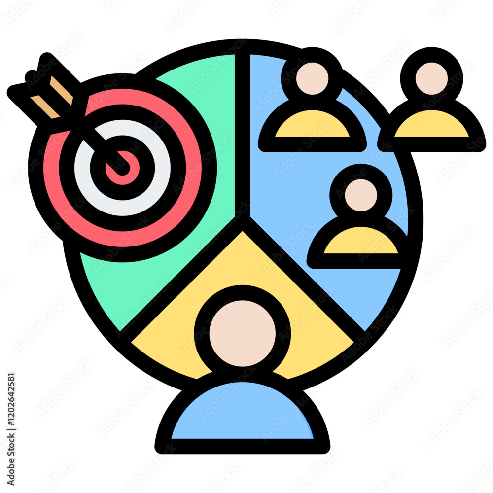 Poster demographic targeting outline color icon