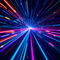 Dynamic Burst of Colorful Light Beams in a Futuristic Abstract Composition with Vivid Vibrance